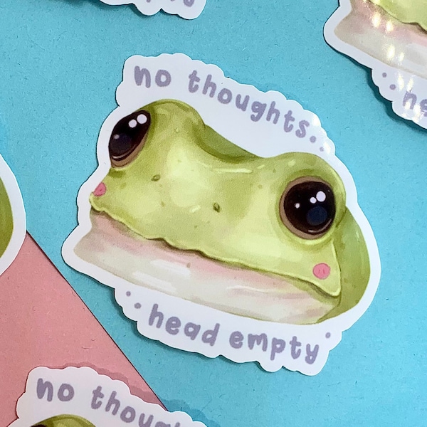 Frog Meme Sticker | No Thoughts Head Empty | Frog Sticker | Froggy Sticker | Sticker Pack | Laptop Sticker | Vinyl Sticker | Deco Stickers