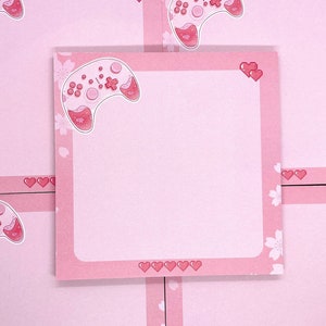 Sakura Controller Notizblock | Niedliches Memo Pad | Gamer Girl Accessoires | Kawaii Briefpapier | Journal Scrapbooking | 50 Blatt abreißbar
