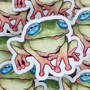 Sticker grenouille Blinkbert | Autocollants durables | déco pour ordinateur portable | Sticker crapaud en vinyle | Stickers amphibiens | Mignon Imperméable | Bouteille Hydroflask