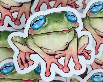 Blinkbert Frog Sticker | Durable Stickers | Laptop Deco | Vinyl Toad Sticker | Amphibian Stickers | Cute Waterproof | Hydroflask Bottle