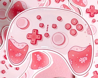 Sakura Controller Sticker | Gamer Meisje | Kawaii Sticker Pack | Mat Waterdicht | Aeshtetic Cherry Blossom | Gaming Sticker | Laptop Sticker