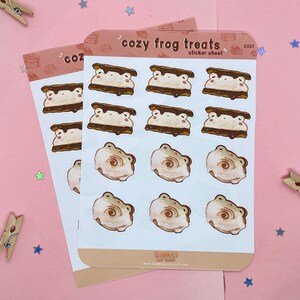 Stickervel met knusse kikkersnoepjes | Leuke kikkersticker| Stickervel | Dagboekstickers | Bullet Journal-sticker | Lieve stickers