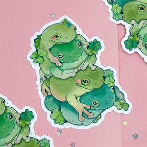 Frog Stack | Big Frog Sticker | Durable Sticker | Laptop Sticker | Vinyl Toad Sticker | Deco Stickers | Cute Waterproof | Hydroflask Matte
