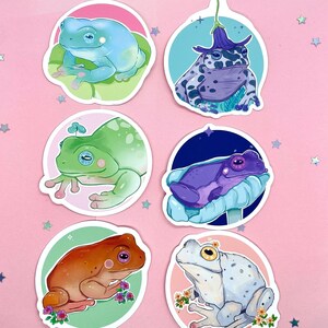 Pastel Frog Friends | Frog Sticker | Durable Big Sticker | Laptop Sticker | Vinyl Toad Sticker | Deco Stickers Cute Waterproof | Hydroflask