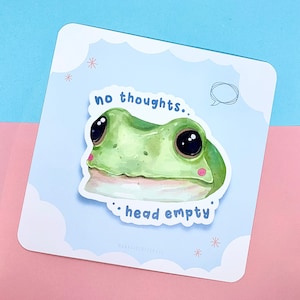 Geen gedachten met leeg hoofd | Kikkerkaart | Kikkervrienden | Kaart met kikkers | Milieuvriendelijk | Briefkaart | Wenskaart | Cadeaukaart vierkant | Blanco achterkant: