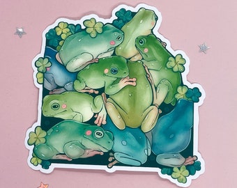 Frog Pile | Big Frog Sticker | Durable Sticker | Laptop Sticker | Vinyl Toad Sticker | Deco Stickers | Cute Waterproof | Hydroflask Matte