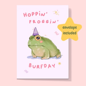 Lustige Frosch Geburtstagskarte, süßes Tier Wortspiel, Grußkarte A6 mit Umschlag, schrulliges Geschenk für Sie oder Ihn, innen leer, Naturliebhaber Karte
