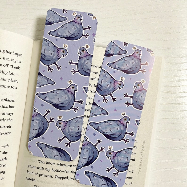 Marcador Birb / Arte de aves / Marcador lindo / Doble impreso / Libro Cottagecore / Amantes de los libros / Papelería de palomas / Accesorios de lectura imagen 3