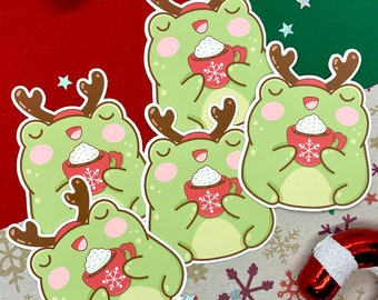 Hot Choco Frog Sticker | Laptop Sticker | Vinyl Sticker | Christmas | Hydroflask Sticker | Cute Sticker | Waterproof | Frog Sticker |  Decal