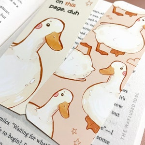 Duck-bladwijzer Je bevindt je op deze pagina Leuke bladwijzer Dubbel bedrukt Cottagecore Boekenliefhebbers Eendje briefpapier Accessoires voor lezen afbeelding 4