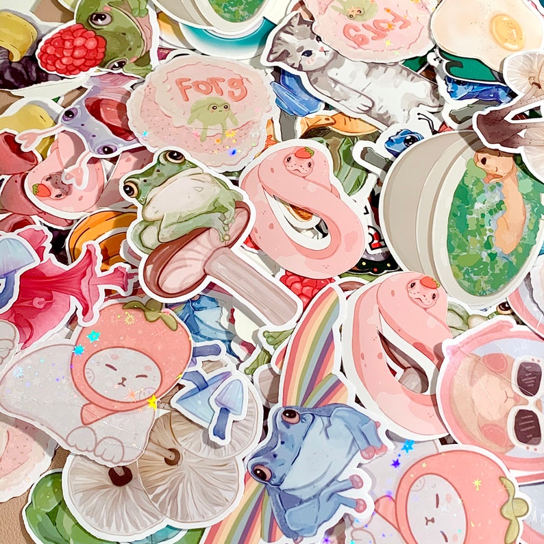 Oops Bags | Discounted Stickers | Grab bag | Kawaii Stickers | Cute stickers | 7 pc | B-Grade Stickers | Holographic Vinyl image 3