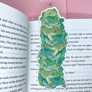 Frog Stack Bookmark Frog Art Cute Bookmark Laminated Cottagecore Book Book Lovers Frog Stationery Reading Frogs zdjęcie 6