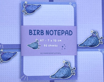 Sitting Bird Notepad | Cute Memo Pad | Planner Accesories | Kawaii Stationery | Journal Scrapbooking | Birb Meme | 50 Sheets Tear Off