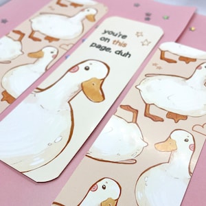 Duck-bladwijzer Je bevindt je op deze pagina Leuke bladwijzer Dubbel bedrukt Cottagecore Boekenliefhebbers Eendje briefpapier Accessoires voor lezen afbeelding 2