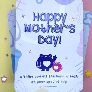 Frog Card | Happy Mothers Day | Special Card | Mother Card | Eco Friendly Cardstock | Postcard | Greeting Card | Gift Card | Cute | Pastel