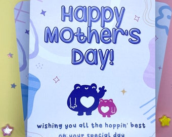 Frog Card | Happy Mothers Day | Special Card | Mother Card | Eco Friendly Cardstock | Postcard | Greeting Card | Gift Card | Cute | Pastel