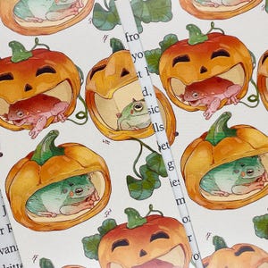 Pumpkin Patch Frog Bookmark: Double-Sided Fall Design
