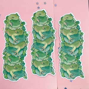 Frog Stack Bookmark Frog Art Cute Bookmark Laminated Cottagecore Book Book Lovers Frog Stationery Reading Frogs zdjęcie 7