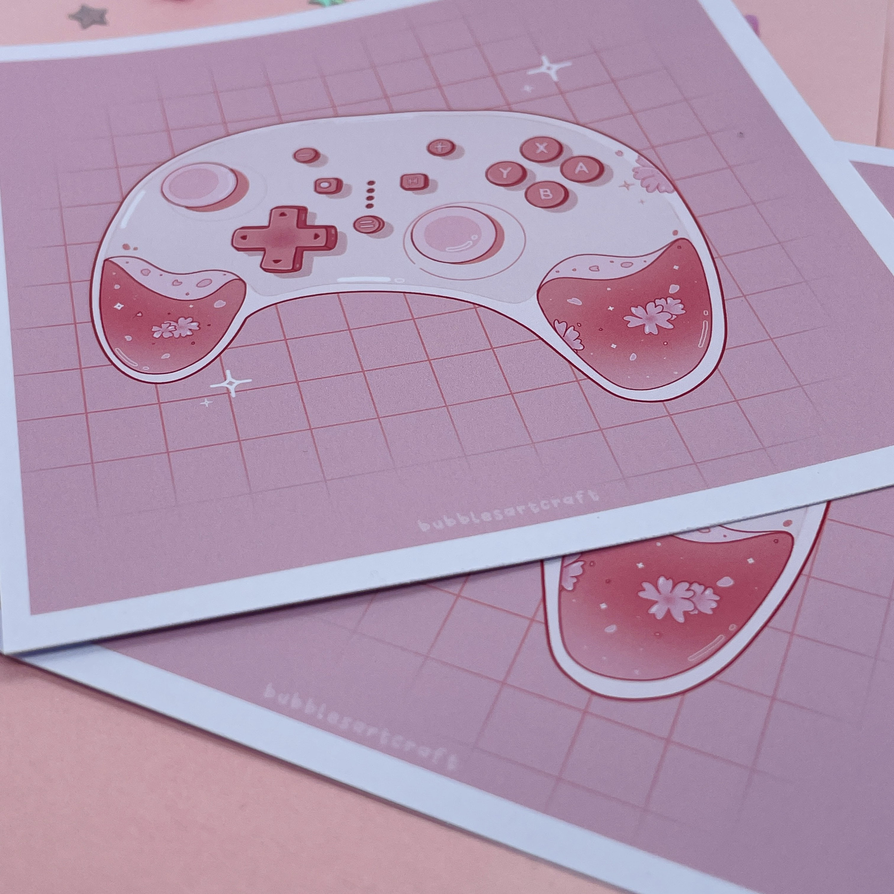 Sakura Mini Print Cute Controller Art Gamer Girl Kawaii - Etsy