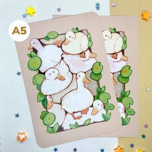 Impression d'art de tas de canards | Impression d'art de taille moyenne | Animal mignon | de voeux | de carte postale | Caneton | Format A5