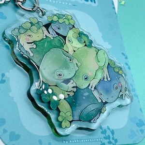 Frog Garden Keycharm Glitter Key Charm Key Accessories Acrylic Charm Keychain Flower Clasp Animal Keychain Epoxy Double Sided image 5