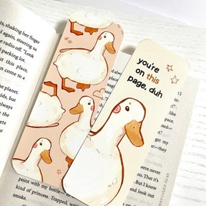 Duck Bookmark You're on this Page Cute Bookmark Double Printed Cottagecore Book Lovers Duckling Stationery Reading Accessories zdjęcie 1