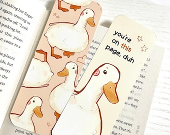 Duck-bladwijzer | Je bevindt je op deze pagina | Leuke bladwijzer | Dubbel bedrukt | Cottagekern | Boekenliefhebbers | Eendje briefpapier | Accessoires voor lezen