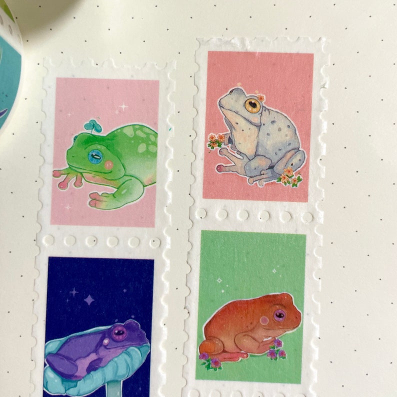 Stamp Washi Tape Cute Frog Washi Tape Pastel Frogs Scrapbooking Journaling Kawaii Stationery Tape Frog Lover 25mx5m image 7