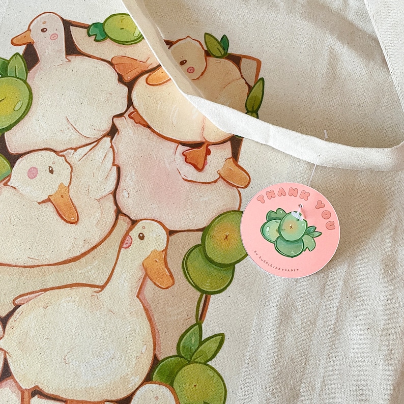 Pile of Ducks Tote Bag Heat Press Print 100% Cotton Grocery Bag Jute Bag Accessories Duck Lover Art Bag Cute Totebag image 3
