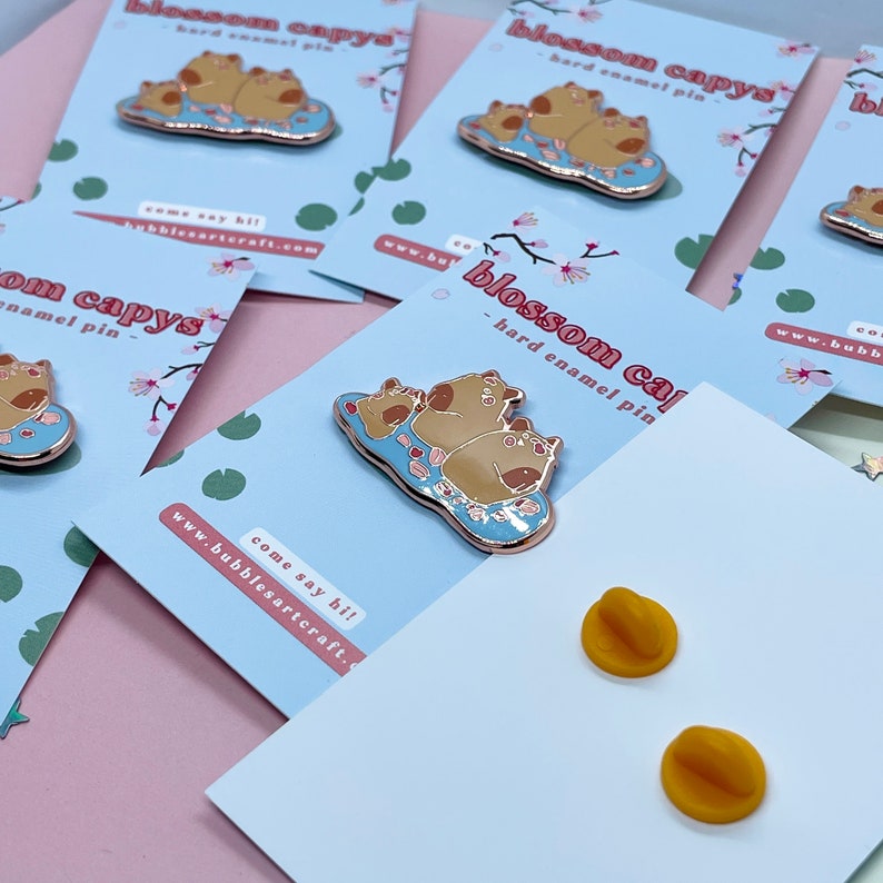 Blossom Capybara Pin | Hard Enamel Pin | Rose Gold | Capy Enamel Pin ...