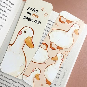 Duck Bookmark You're on this Page Cute Bookmark Double Printed Cottagecore Book Lovers Duckling Stationery Reading Accessories zdjęcie 5
