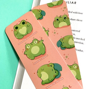 Frog Bookmark | Frog Art | Cute Bookmark|  Double Printed | Cottagecore Book | Pattern | Book Lovers | Frog Stationery | Reading Accessories