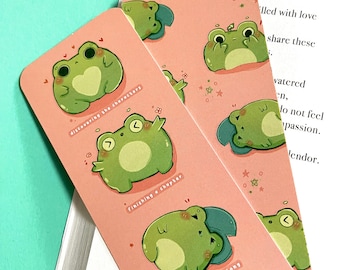 Marque-page grenouille | Grenouille Art | Marque-page mignon | Double imprimé | Livre Cottagecore | Motif | Amateurs de livres | Grenouille Papeterie | Accessoires de lecture