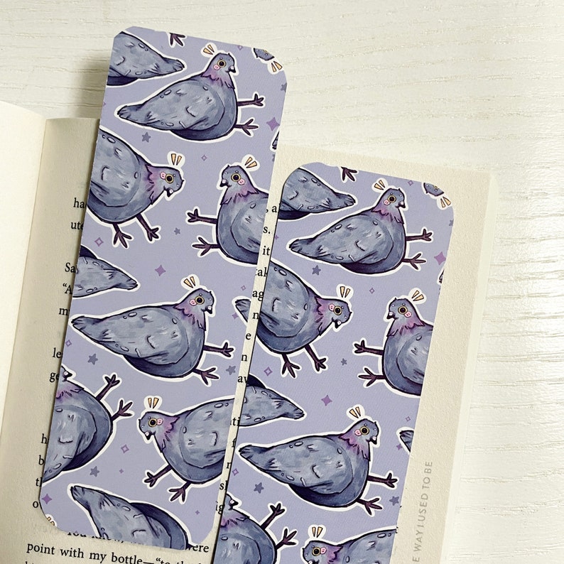 Birb Bookmark Bird Art Cute Bookmark Double Printed Cottagecore Book Book Lovers Pigeon Stationery Reading Accessories image 2