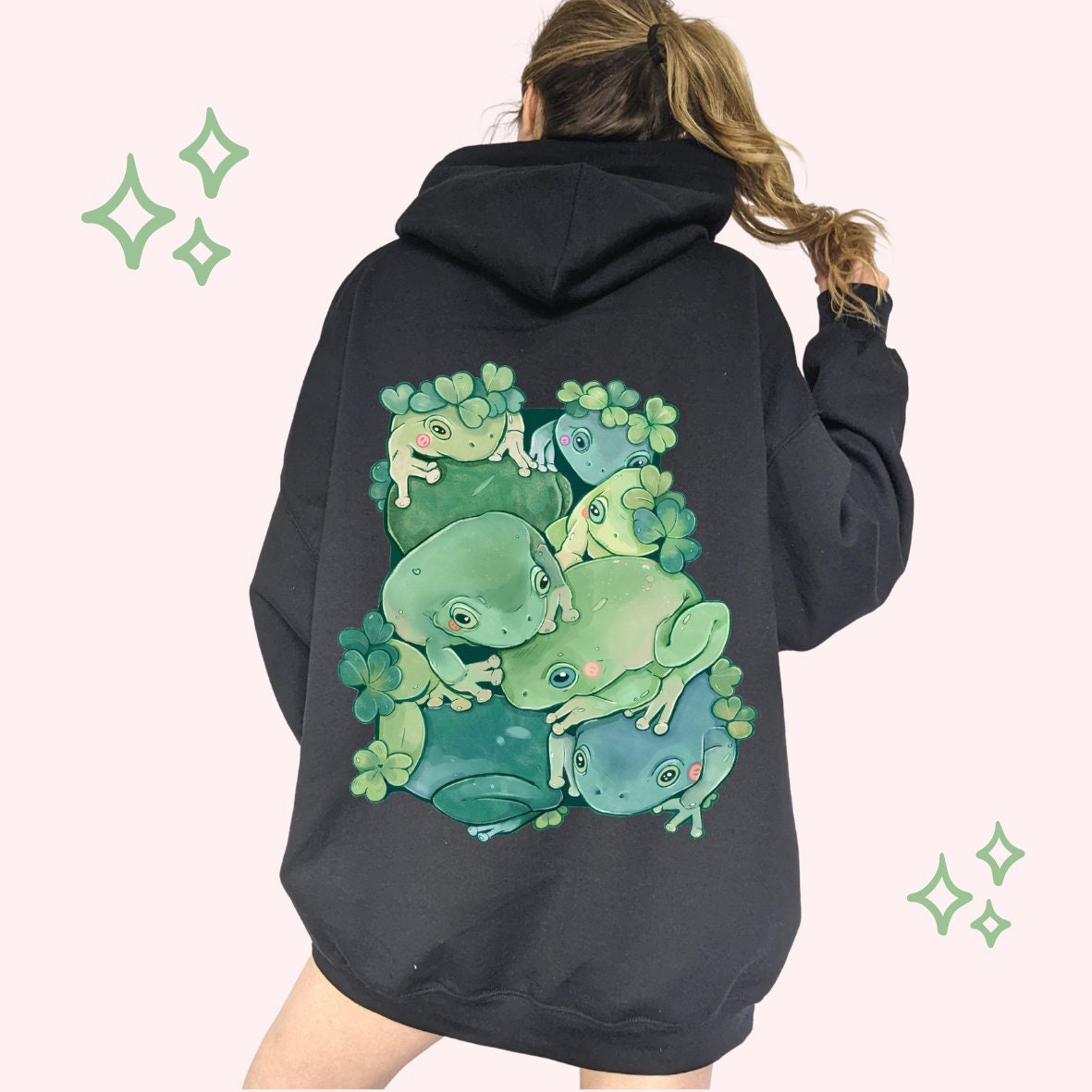 PREORDER Frog Garden Hoodie Botanical Hoodie Cute Oversized Hoodie Trendy Froggy Hoodie Black Pink Hoodie Frog Clothing Unisex Etsy