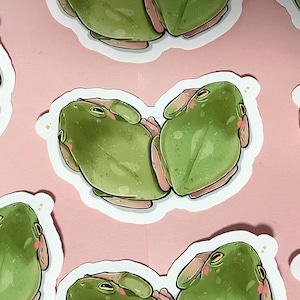 Heart Frogs Sticker Valentines Sticker Frog Sticker Cute Tree Frogs Decal Die Cut Laptop Sticker Vinyl Sticker Deco Love image 3