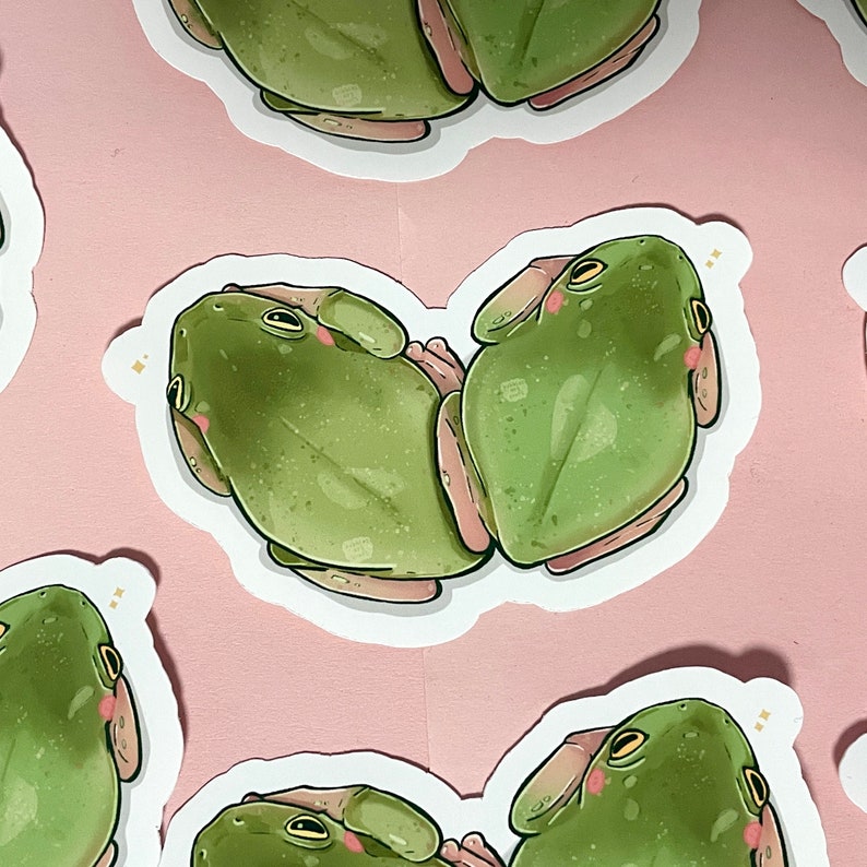 Heart Frogs Sticker Valentines Sticker Frog Sticker Cute Tree Frogs Decal Die Cut Laptop Sticker Vinyl Sticker Deco Love image 3