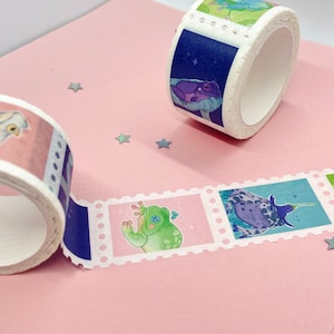 Stamp Washi Tape Cute Frog Washi Tape Pastel Frogs Scrapbooking Journaling Kawaii Stationery Tape Frog Lover 25mx5m image 2