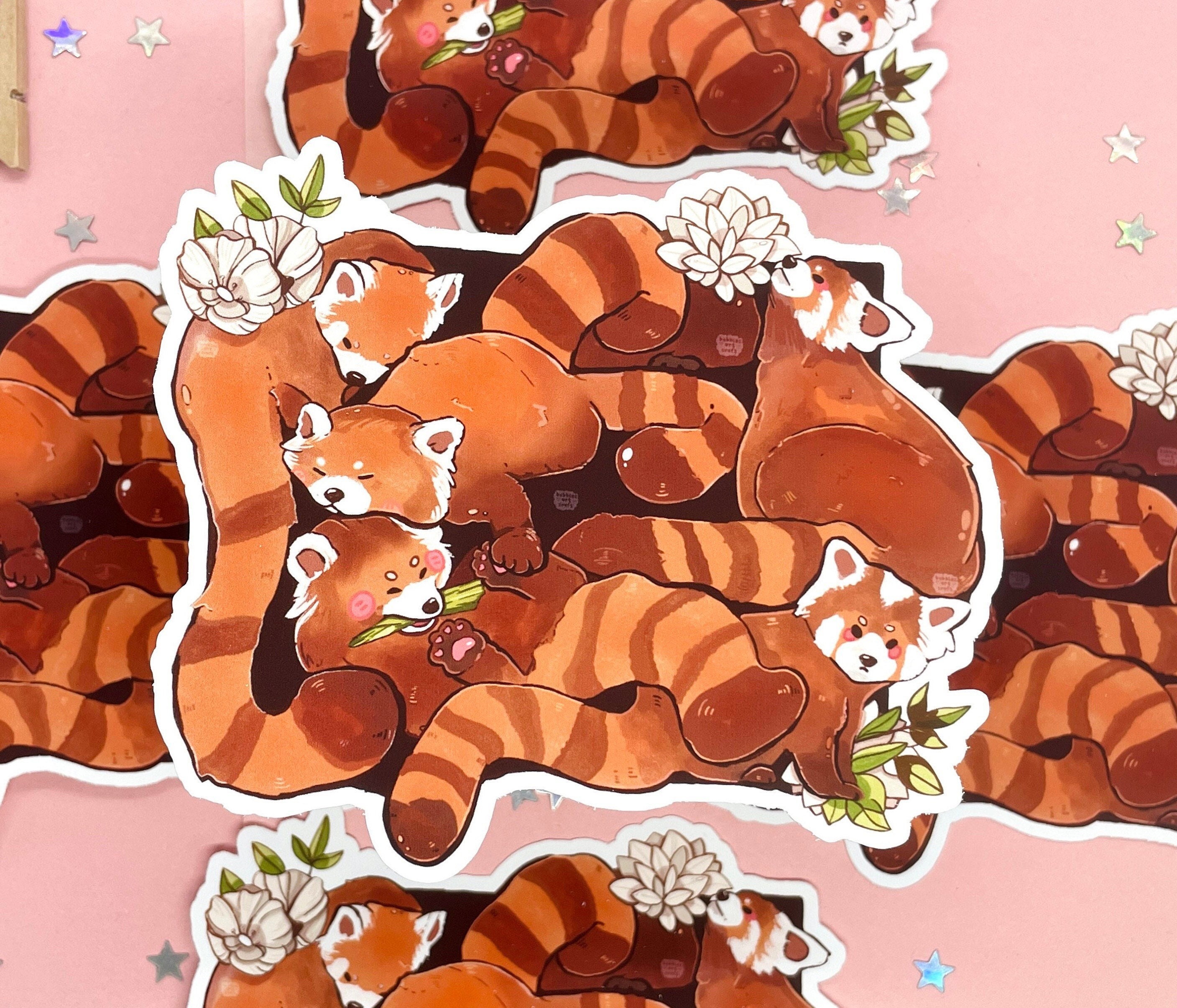 Red Panda Pile | Cute Sticker | Durable Big Sticker | Laptop Sticker | Vinyl Sticker | Deco Stickers | Cute Waterproof | Hydroflask Vinyl