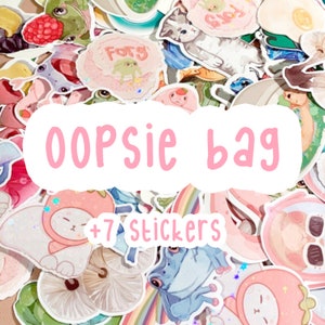 Oops Bags | Discounted Stickers | Grab bag | Kawaii Stickers | Cute stickers | 7 pc | B-Grade Stickers | Holographic Vinyl image 2