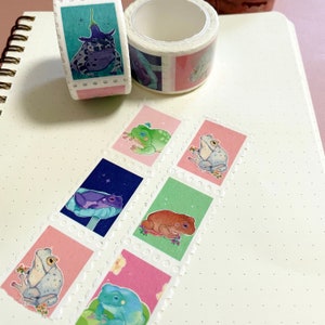 Stamp Washi Tape Cute Frog Washi Tape Pastel Frogs Scrapbooking Journaling Kawaii Stationery Tape Frog Lover 25mx5m image 4