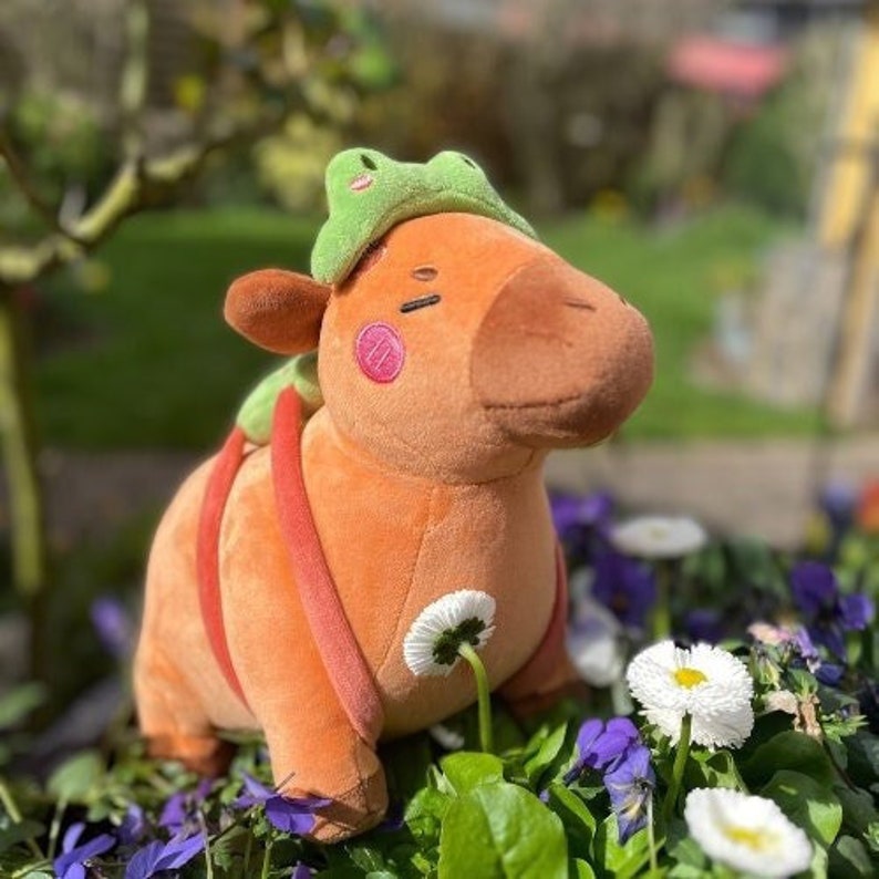 Froppy The Capybara Plush Limited Stuffed Toy Plushie Soft Toy Kawaii Fleece Capy Frog Plush Plush Toy image 7