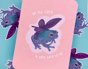 Frog Card | Be the fairy | Frog Buddies | Froggy Card | Eco Friendly Cardstock | Postcard | Greeting Card | Gift Card | Cute |