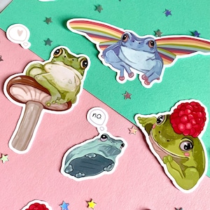 Stickers grenouille | Copains grenouille 2.0 | d'autocollants | Sticker pour ordinateur portable | Autocollant en vinyle | Sticker | Autocollants mignons | Cottagecore | Sticker crapaud
