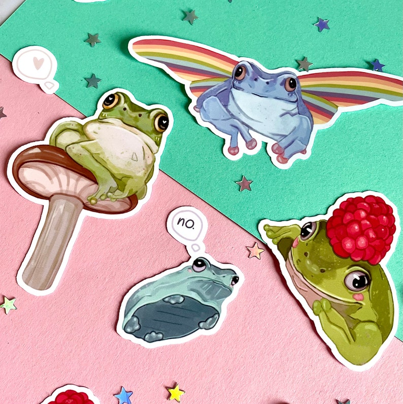 frog
sticker pack
frog stickers
vinyl
froggy
toad
frog lover
mushroom