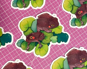 Pegatinas de Earl y Toejam / Pegatinas de rana rescatada / Pegatinas de anfibios sapo / Pegatinas mate para computadora portátil / Pegatinas de vinilo / Pegatinas de caridad