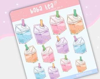 Boba Thee | Sticker vel | Planner Stickers | Bullet Journal Stickers | Plakboek Stickers | Decal Vinyl Leuke Dranken Bubble Tea