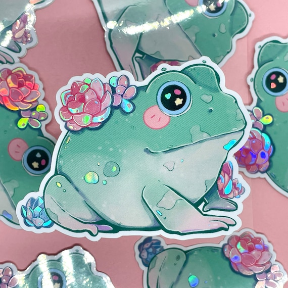 100% Waterproof Smiling Happiness Vinyl Frog Sticker Cute 