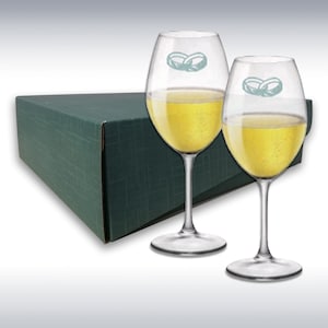 2 CALICI  VINI FRIZZANTI personalizzabili, con scatola porta bottiglia.