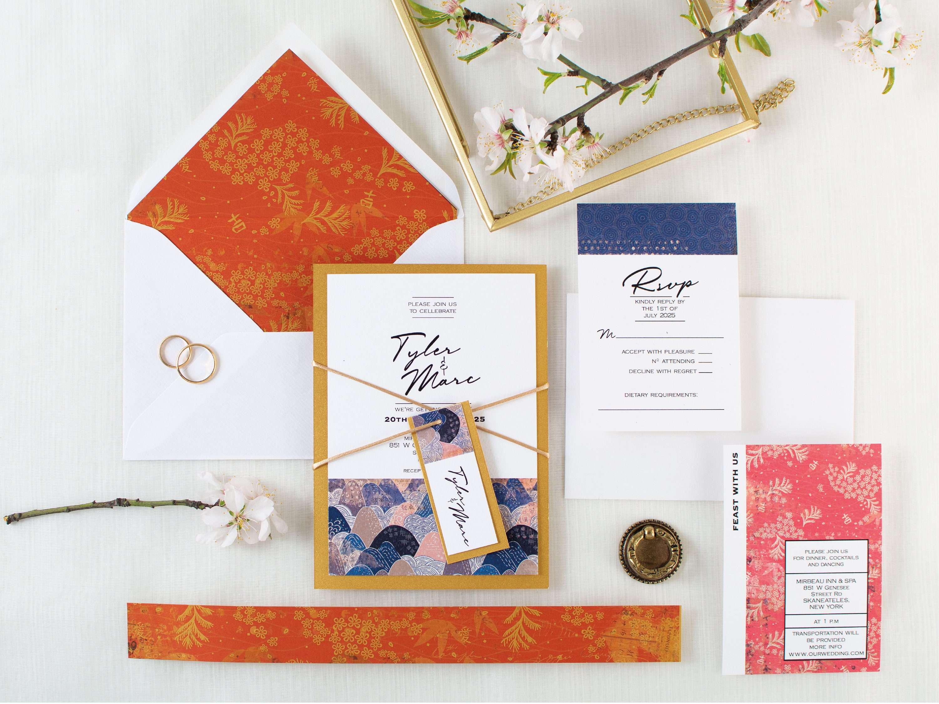 Oriental Wedding Invitation Full Printed Set Japanese Invite Etsy